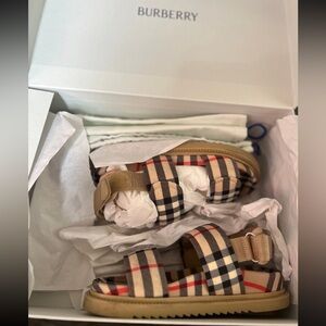 Burberry Beige and Black Check Sandals